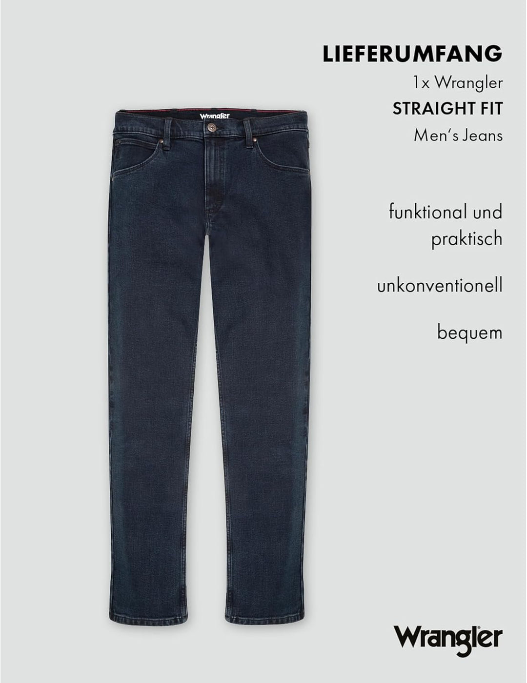 Wrangler Herren Jeans Straight - Mid Waist - Regular Fit - Blau Schwarz W30-W44 30W / 32L Blue Black