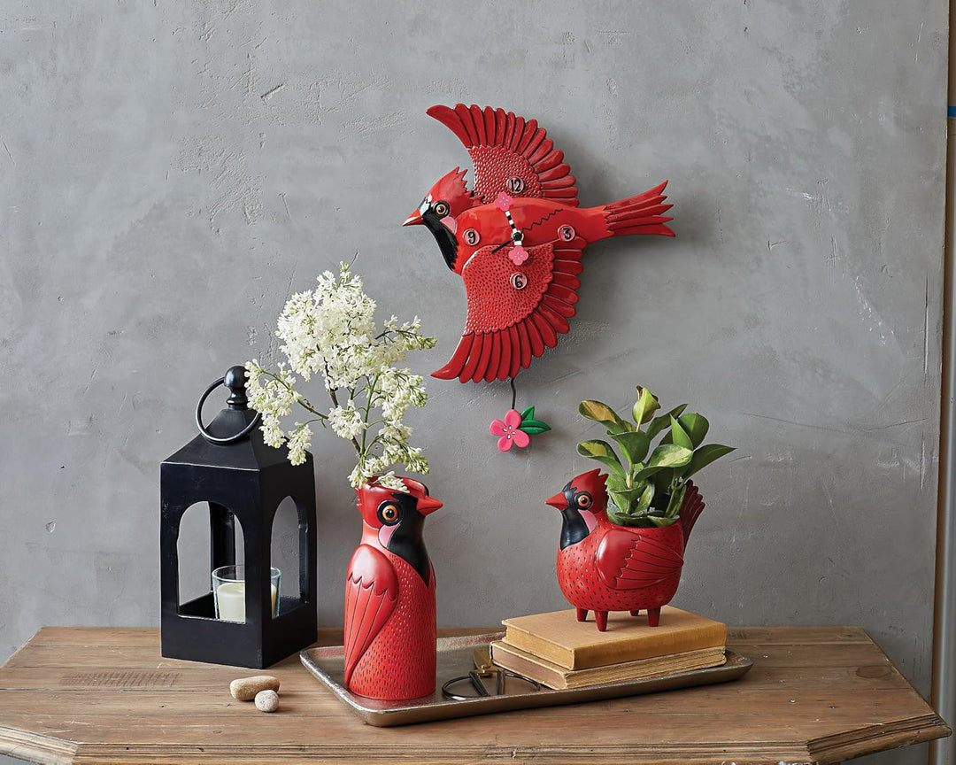 Enesco Allen Designs Cardinals Song Wanduhr, 32 x 31 cm, Rot