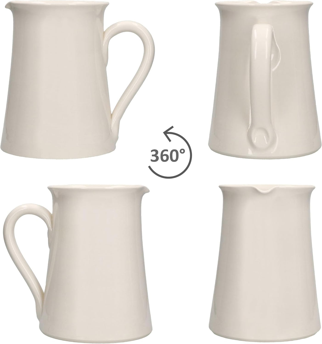 MamboCat Gloria Krug cremeweiss I 1,6L I italienische Keramikkanne mit Henkel für Saft, Eistee, Wass