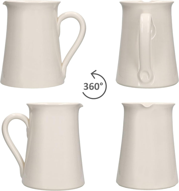 MamboCat Gloria Krug cremeweiss I 1,6L I italienische Keramikkanne mit Henkel für Saft, Eistee, Wass
