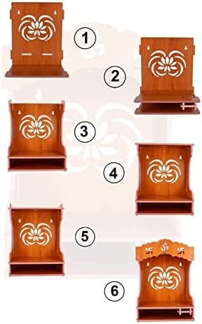 MS Enterprise Wandbehang aus Holz mit Mandir-Puja-Motiv, Dekoration für das Büro oder Zuhause, Schwa