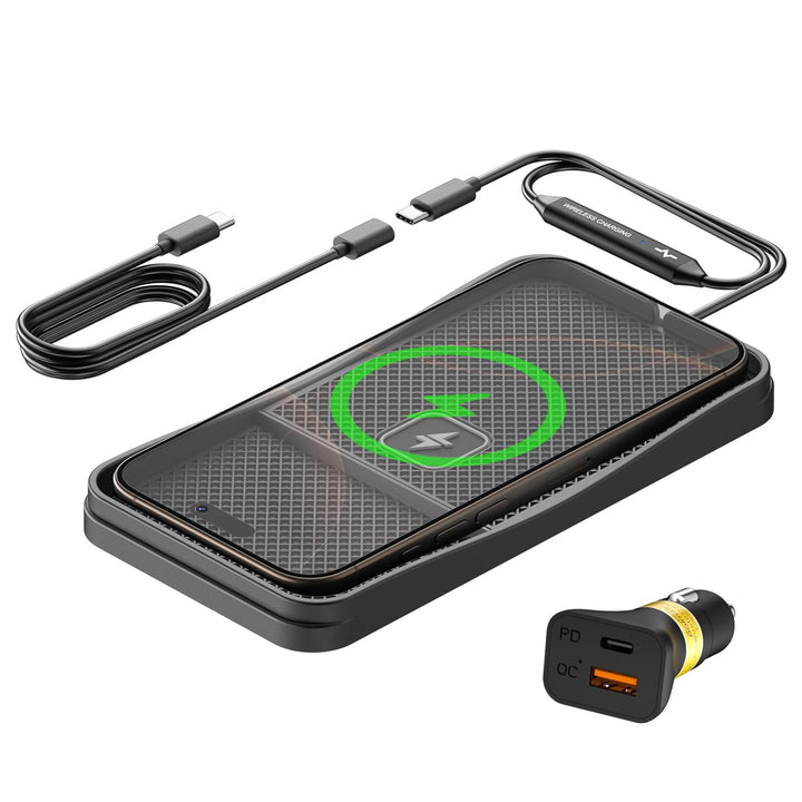 Polmxs Induktives Laden Auto, 15W Schnelles Kabelloses Ladepad Auto rutschfeste Induktive Ladestatio