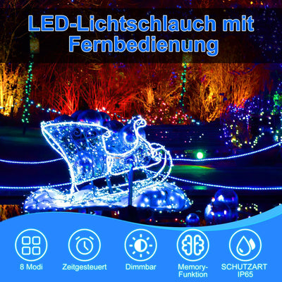 Lospitch 20m LED Lichtschlauch Aussen IP20 Lichterschlauch Blau 480 LED Schlauch, Schwarz Controller