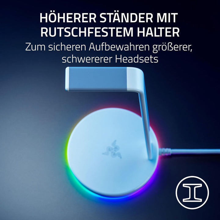 Razer Base Station V2 Chroma (Mercury) - Headset-Ständer mit USB-Hub und RGB-Beleuchtung (mit 7.1 Su