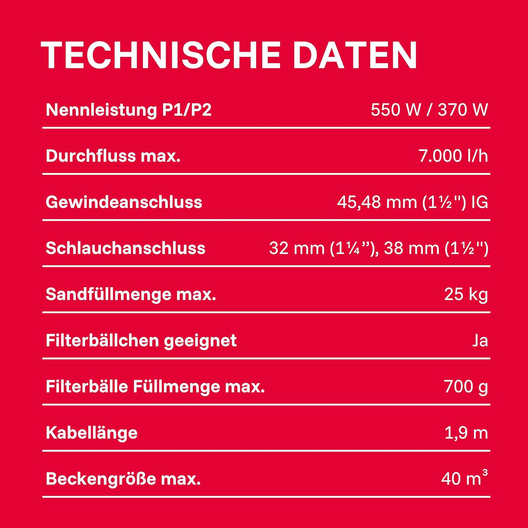 T.I.P. Sandfilteranlage - Pool Filter Set mit Vorfilter, für 40 m³ Beckengrösse, 13.200l/h Fördermen