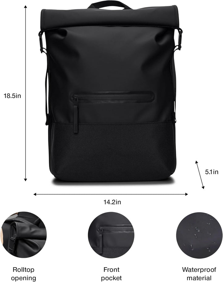 Trail Rolltop Backpack Black Rucksack