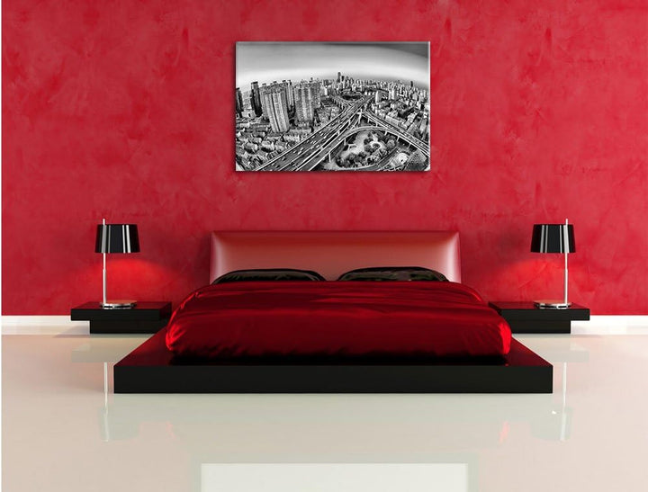 Pixxprint Blick auf Autobahn als Leinwandbild/Grösse: 100x70 / Wandbild/Kunstdruck/fertig bespannt,