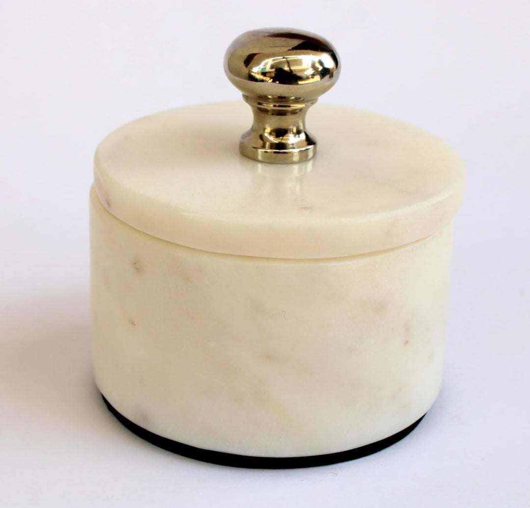 KLEO Marmor Salz und Gewürzhalter mit Deckel | Kleiner Behälter | Stein Salzbox / Kanister für Küche