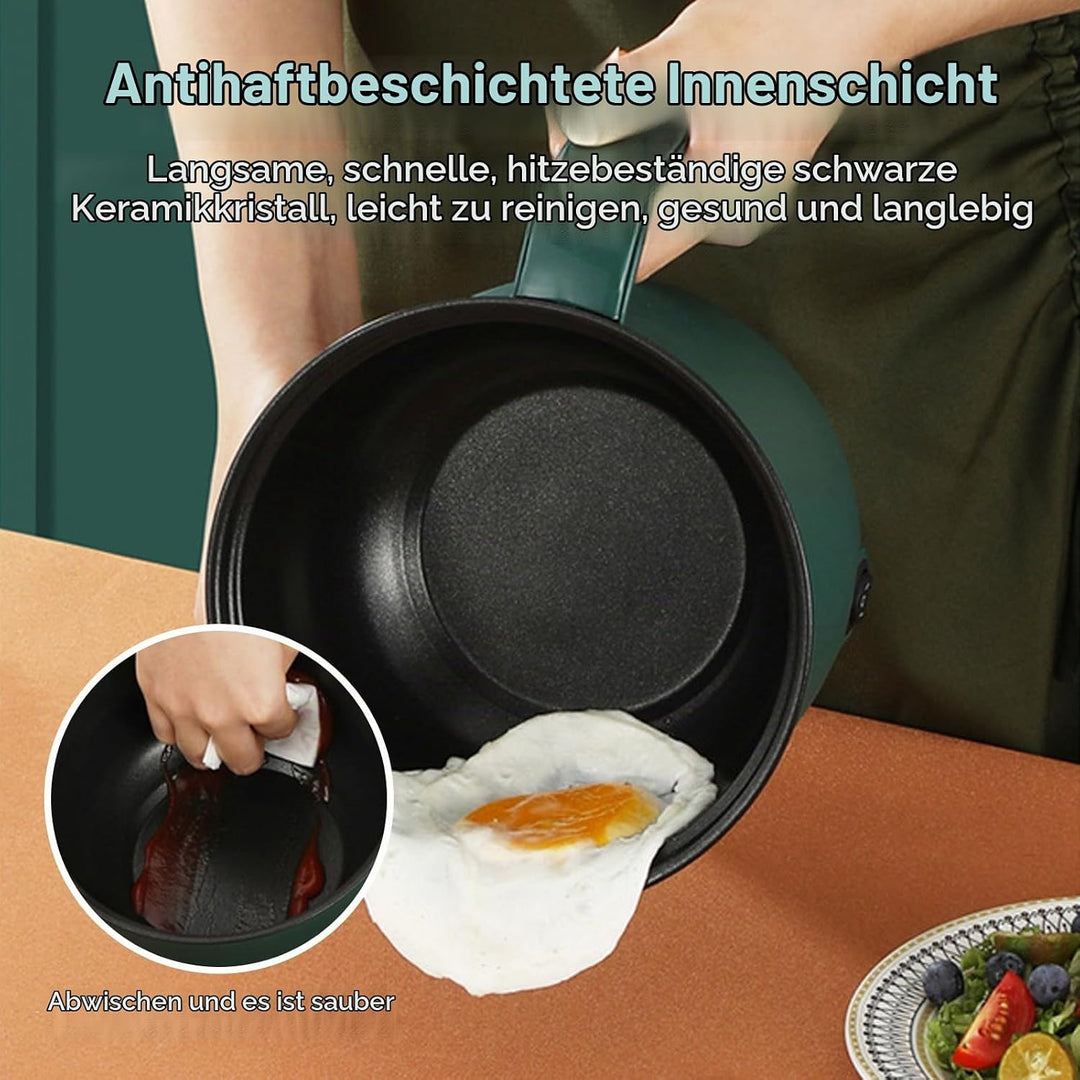 Elektrischer Hot Pot, 1,3l Elektrischer Kochtopf, Hot Pot Ramen Cooker Mit Dampfgarer Aus Edelstahl,