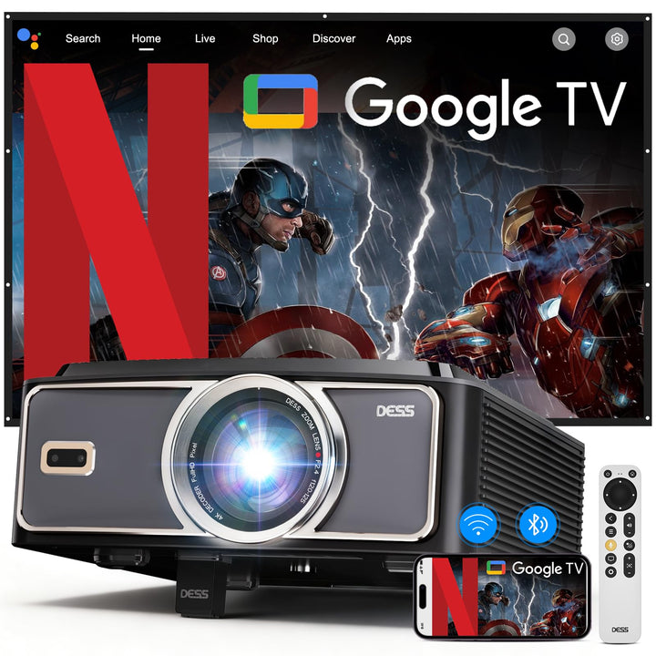 Beamer-4K[2200ANSI&Autofokus/Trapezkorrektur] Tageslicht Beamer mit WiFi 6 Bluetooth,DESS Full-HD 10
