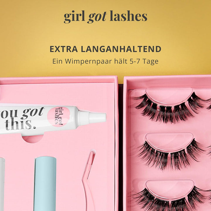 GirlGotLashes Starter Set And So It Begins - Drama Edition - Mit Wimpernkleber schwarz, Top Coat, Mi