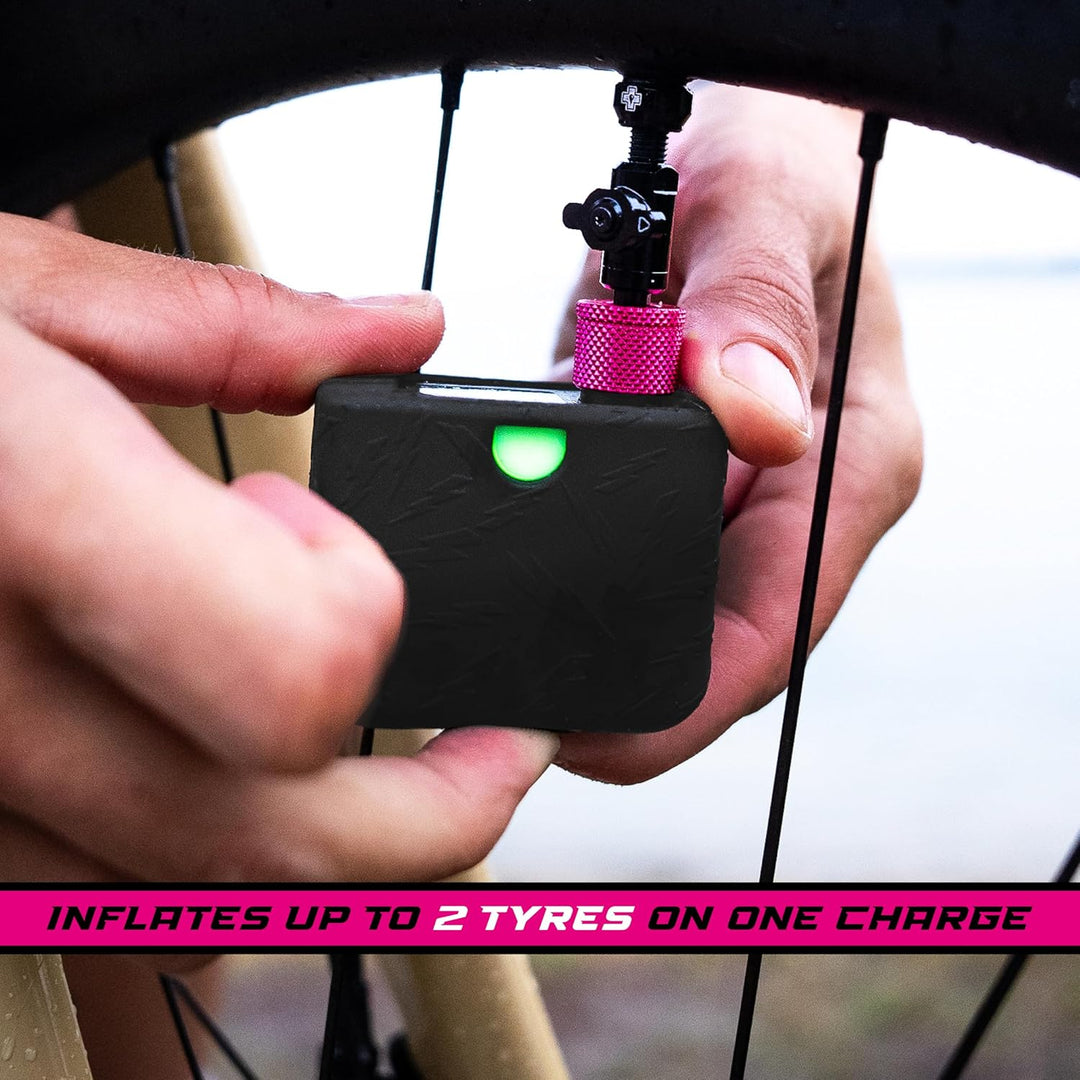 Muc-Off Airmach Elektrische Mini Luftpumpe – Presta &amp; Schrader – Kompakte Fahrradpumpe mit USB-C-Sch