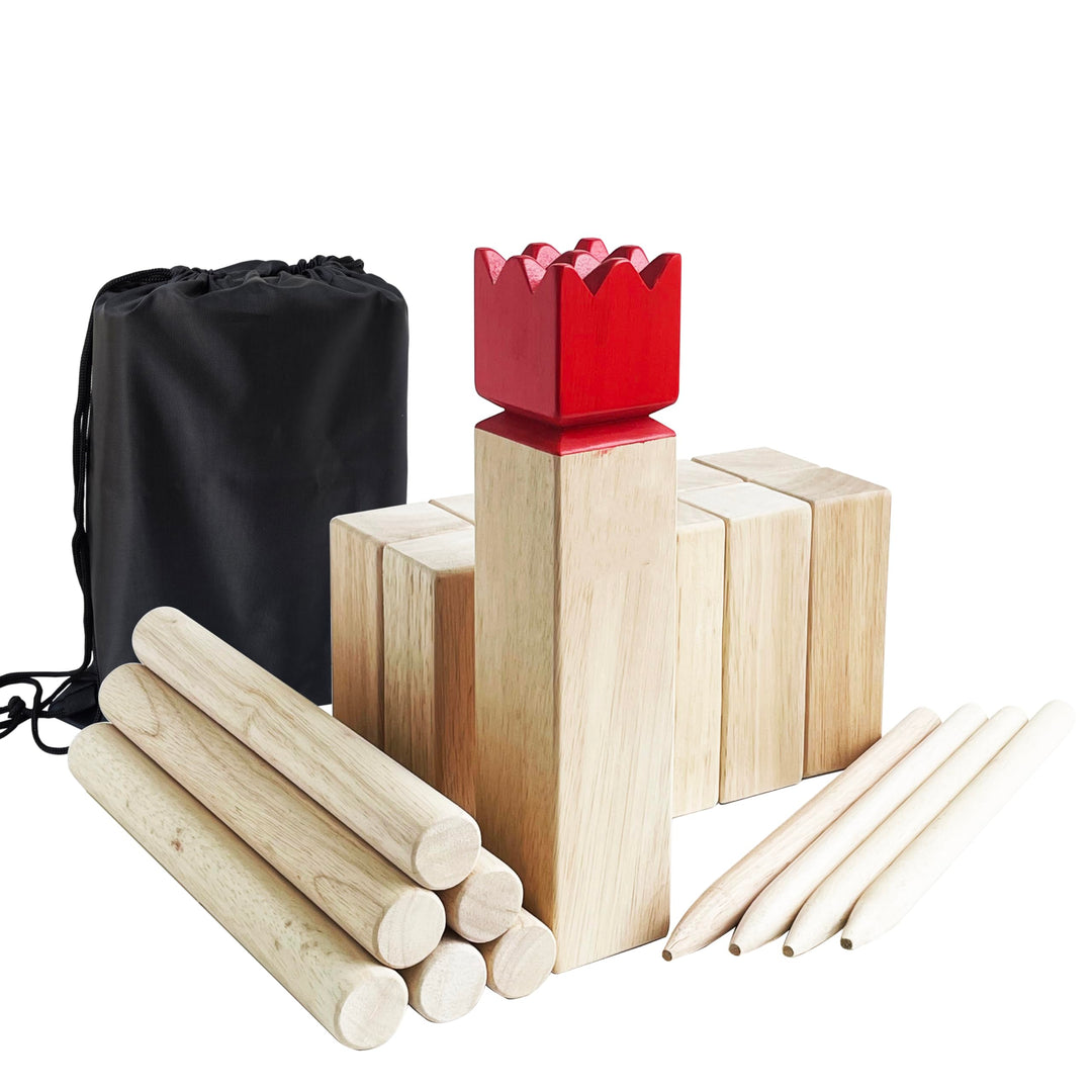 Kubb Spiel im Freien | Wurfspiel mit Tragetasche | Kegelspiel | Gummi Holz Garten Rasen Spiele | Wur