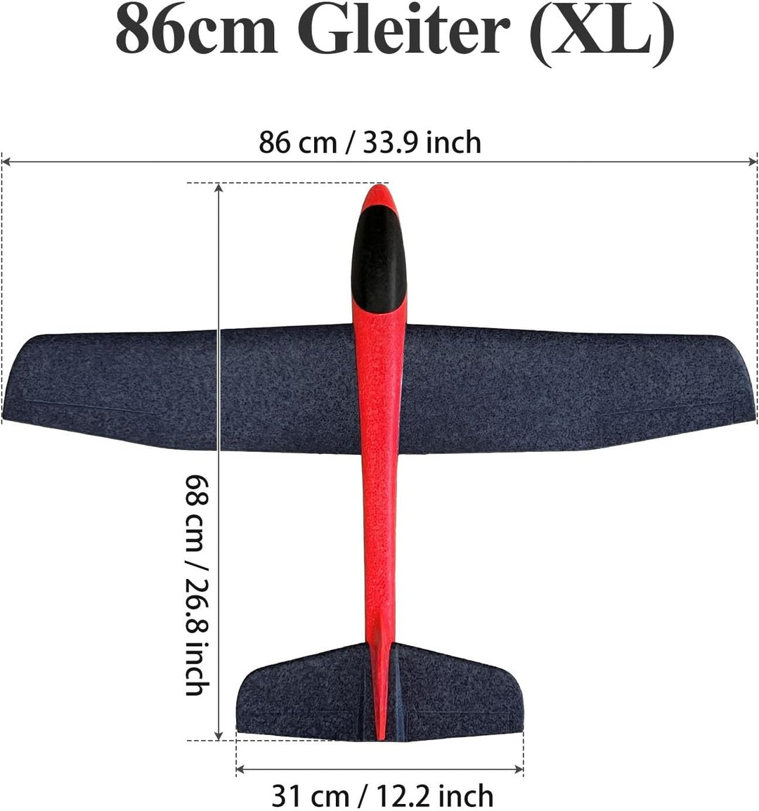 Hawk’S Work Schaumstoff-Flugzeug Spielzeug, 860mm grosses Segelflugzeug für Kinder und RC-Bastler (2