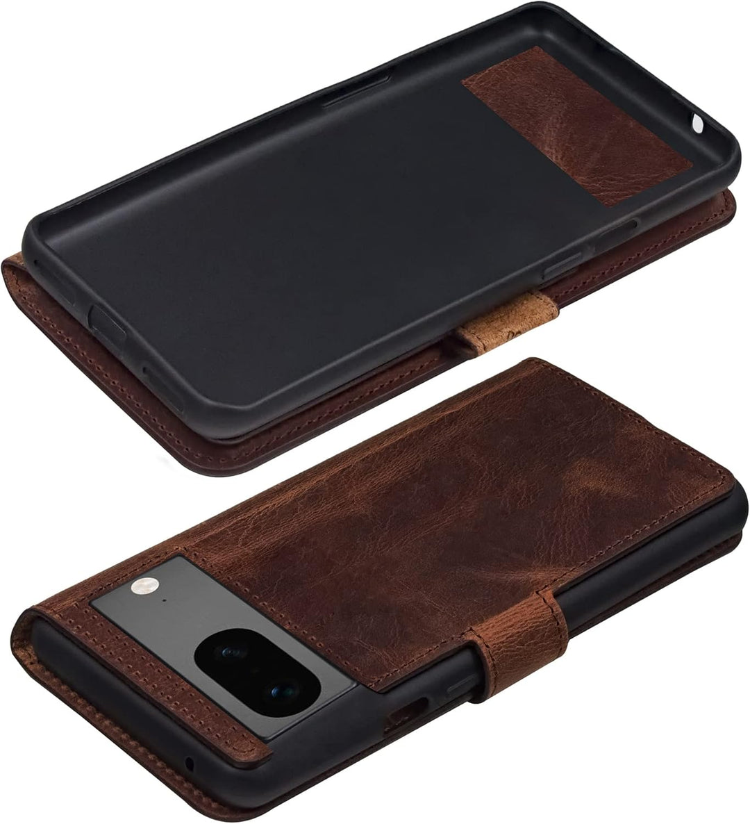 Suncase Book-Style Hülle kompatibel mit Google Pixel 7 5G Leder Tasche (Slim-Fit) Lederhülle Handyta