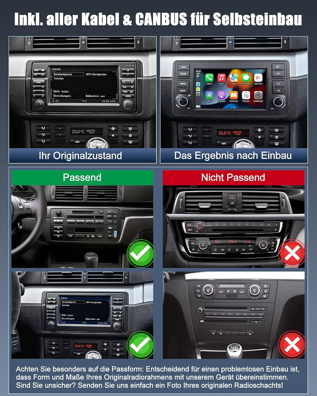 Lehwey Bluetooth Autoradio mit Bildschirm für BMW E46 3 Serien 1998-2006 M3 Rover ZT mit Navi WLAN A