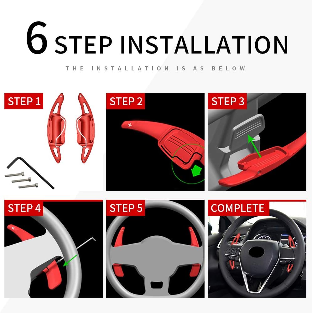 HIBEYO 1 Paar Auto Extensions Alloy Lenkräder Schaltwippen für Toyota Camry Corolla 2018 2019 2020 2