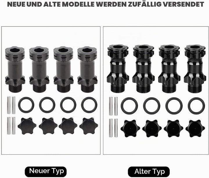 4 Stück RC Auto Sechskantnabe Verlängerungsadapter, 17mm Sechskant Radverlängerungsadapter Sechskant