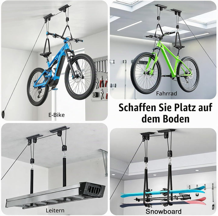 Housolution Fahrradheber, [2 Pack] Hebezugsystem mit 88Lbs Tragkraft, passend für 3-4,9m hohe Decken