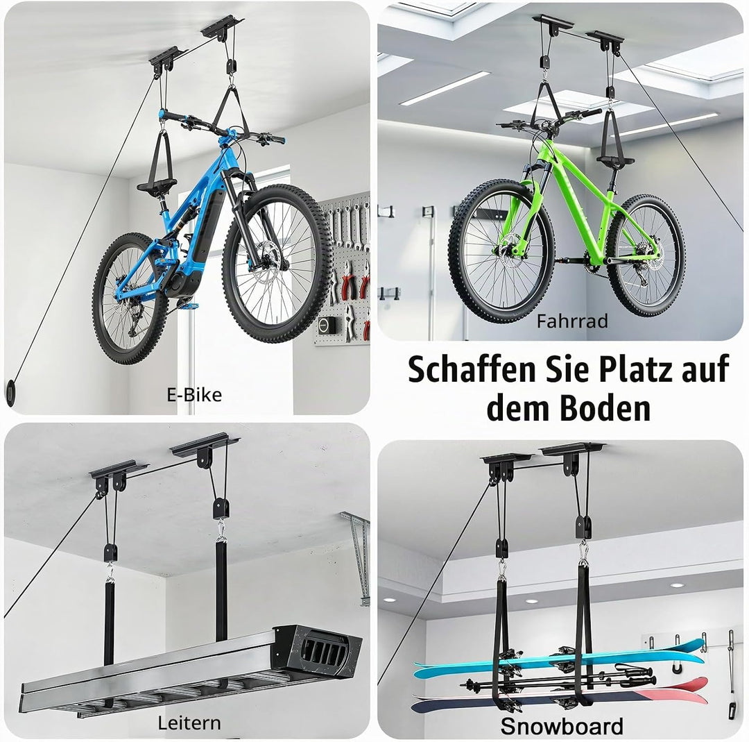 Housolution Fahrradheber, [1 Pack] Hebezugsystem mit 88Lbs Tragkraft, passend für 3-4,9m hohe Decken