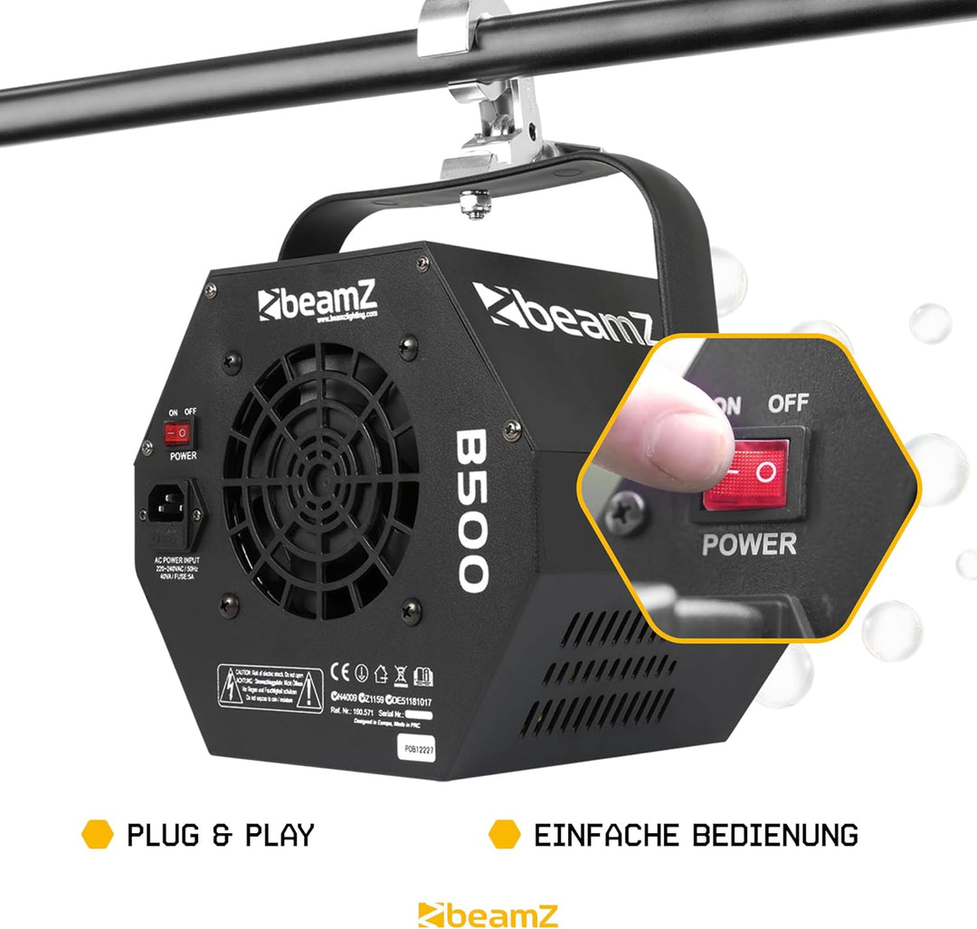 BeamZ B500 - Automatische Seifenblasenmaschine Hochzeit Seifenblasen Maschine, 24 Rotationen pro Min