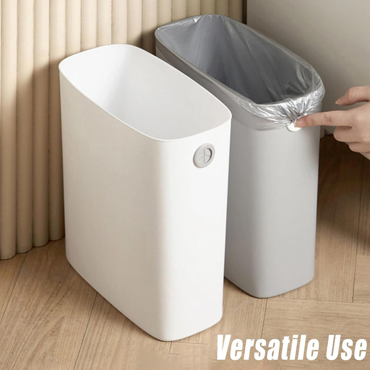 Schmaler Mülleimer Badezimmer, 13 cm Slim Abfalleimer Kunststoff mit Müllbeutelhalter, Offener Papie