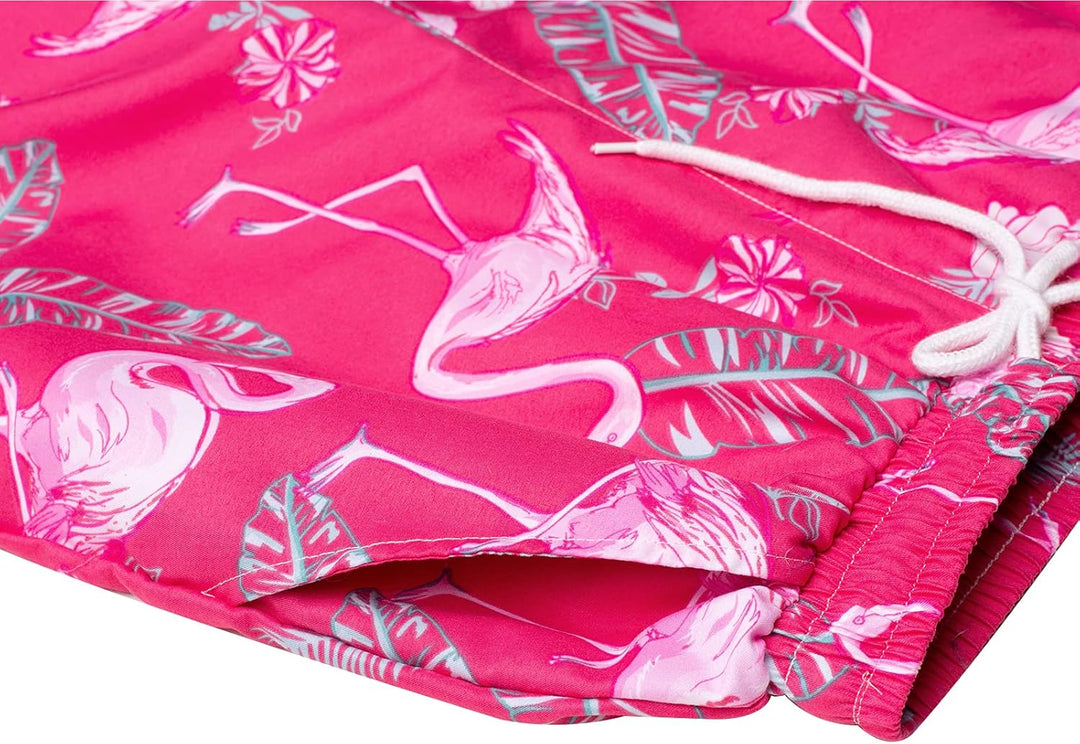 J.VER Herren Hawaiihemd Kurzarm Party Hemd Casual Flamingo Floral Strandhemd Bügelfrei Button Down K