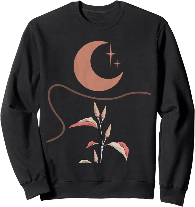 Botanische Pflanze Mond Blume | Bohemian Abstrakte Kunst Sweatshirt