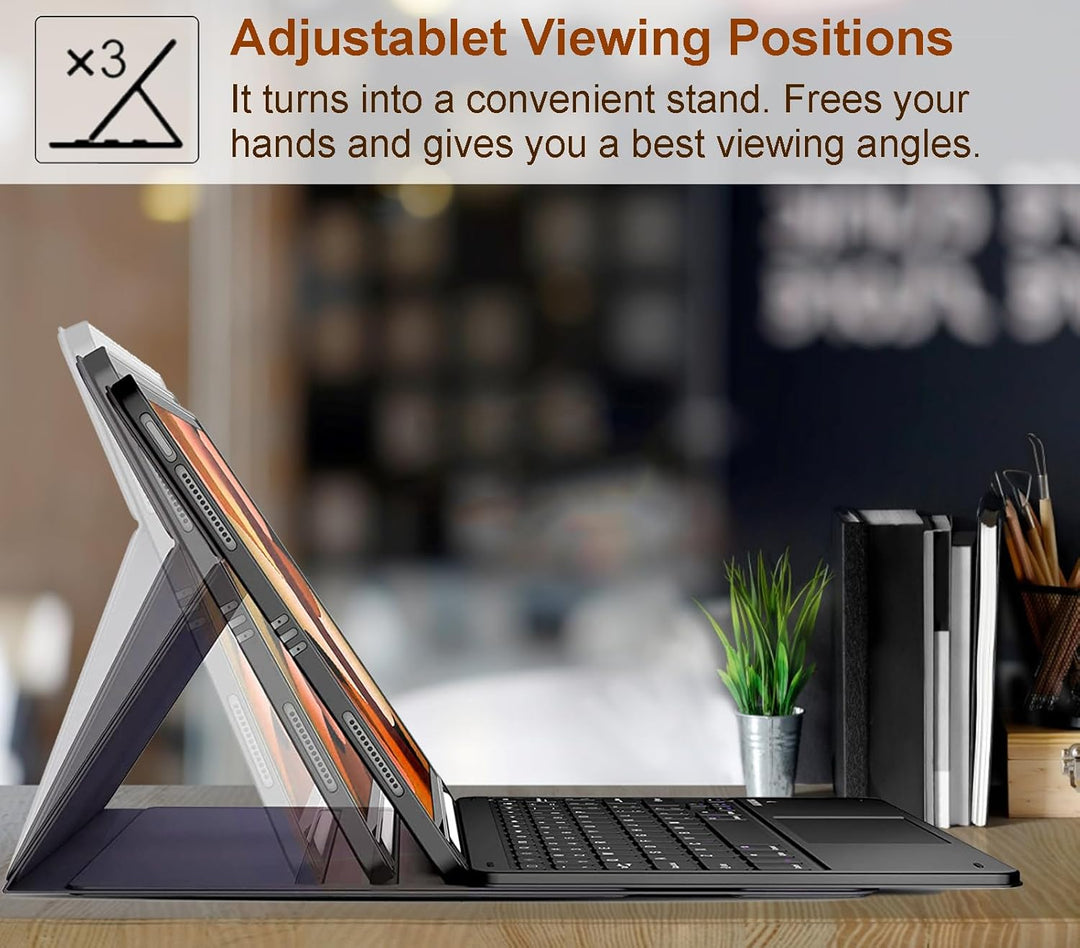 Hülle mit Touchpad Tastatur für Xiaomi Redmi Pad 2 Pro 12.1 Zoll 2025, 3-Zonen 7-Farben Beleuchtung,