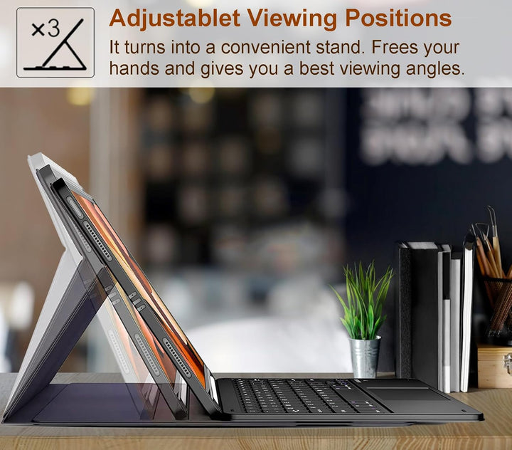 Hülle mit Touchpad Tastatur für Xiaomi Redmi Pad 2 Pro 12.1 Zoll 2025, 3-Zonen 7-Farben Beleuchtung,