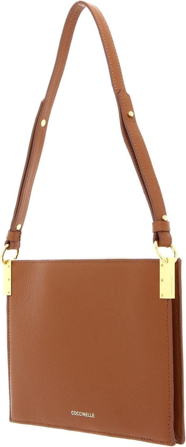 Coccinelle Delices Canvas Flat Shoulder Bag Natural/Caramel