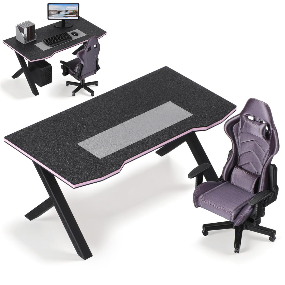 Didiseaon Miniatur-Gaming-Schreibtisch Und Puppenhaus-computerstuhl, Massstab 1:12, Mini-möbelmodell