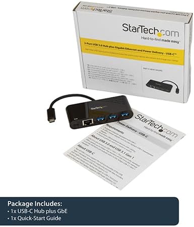 StarTech.com USB-C auf Ethernet Adapter mit 3 Port USB 3.0 Hub und Stromversorgung - USB-C GbE Adapt