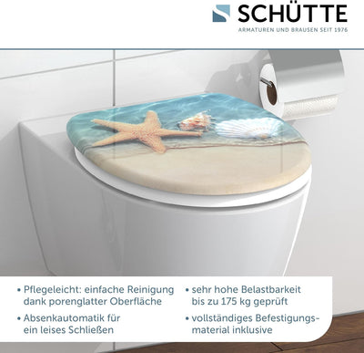 Schütte WC-Sitz BEACH mit Absenkautomatik, Toilettendeckel passend für alle handelsüblichen WC-Becke