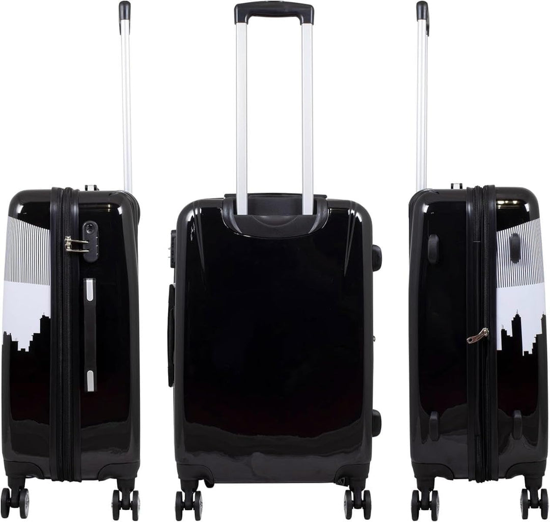 Hartschalen Koffer Trolley mit hochwertigem Motiv Print NY Skyline mit Dehnfalte, Grösse L