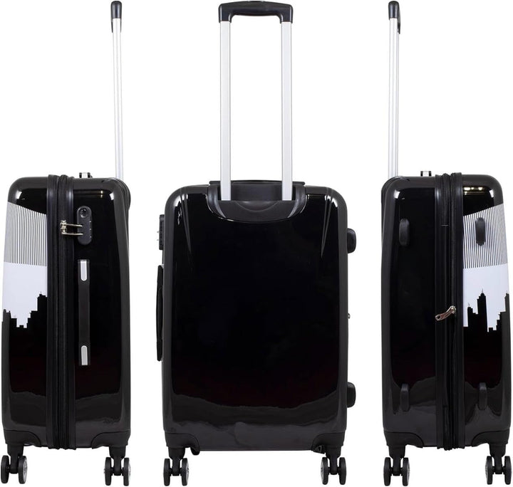 Hartschalen Koffer Trolley mit hochwertigem Motiv Print NY Skyline mit Dehnfalte, Grösse L