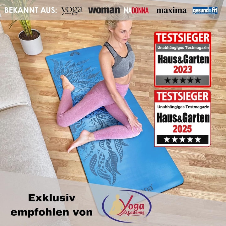 Yogamatte aus Naturkautschuk | extrem rutschfest | ULTRA GRIP Oberfläche aus ECO PU | extra breit 68
