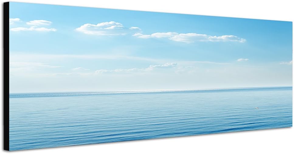 Paul Sinus Art Panoramabild auf Leinwand und Keilrahmen 150x50cm Meer Himmel Wolken Horizont