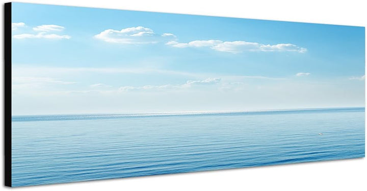 Paul Sinus Art Panoramabild auf Leinwand und Keilrahmen 150x50cm Meer Himmel Wolken Horizont