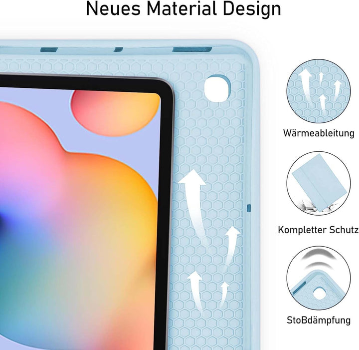 Tastatur Hülle für Samsung Galaxy Tab S6 Lite 10,4 Zoll (2024/2022/2020), Deutsches QWERTZ Magnetisc