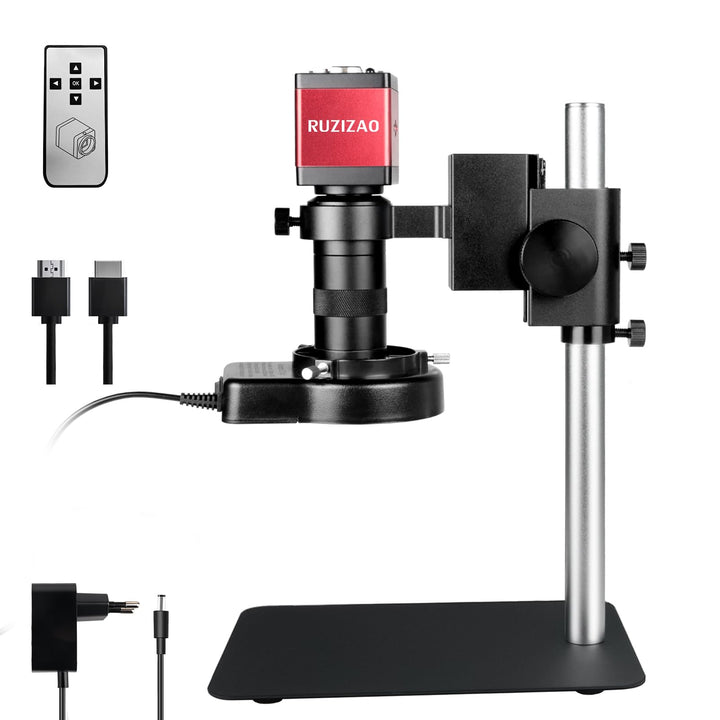 Digital Mikroskop, 13MP 1080P Industrie Mikroskop mit Metallfuss, HDMI/VGA, 130X HD Objektiv, 56 Ein