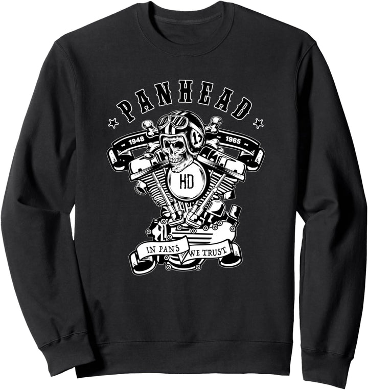 HD PanHead V-Twin Motorrad Rockabilly Skull Crossbones Sweatshirt