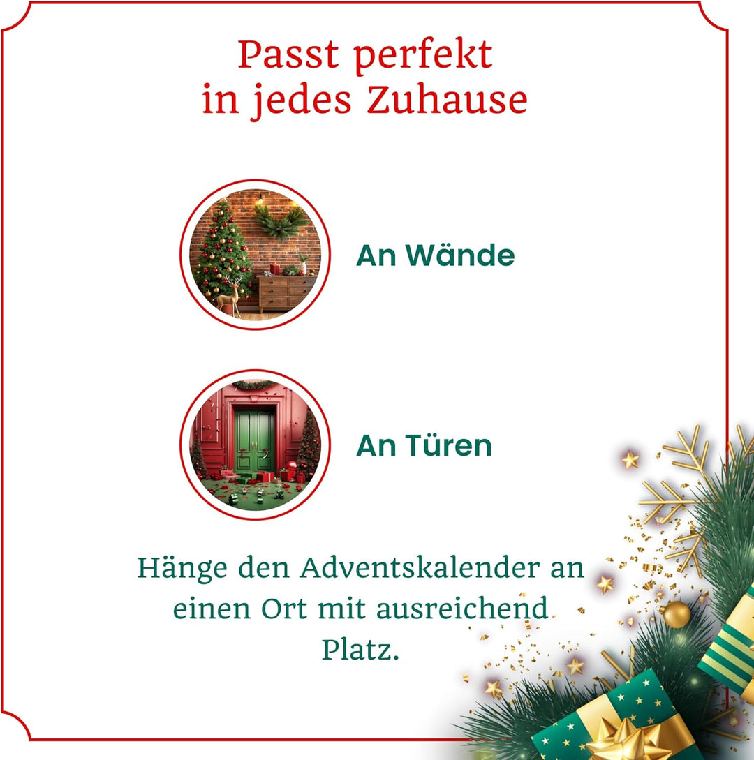 Heitmann Deco Adventskalender zum Aufhängen und selbst Befüllen - Filz-Adventskalender - Grau, Beige