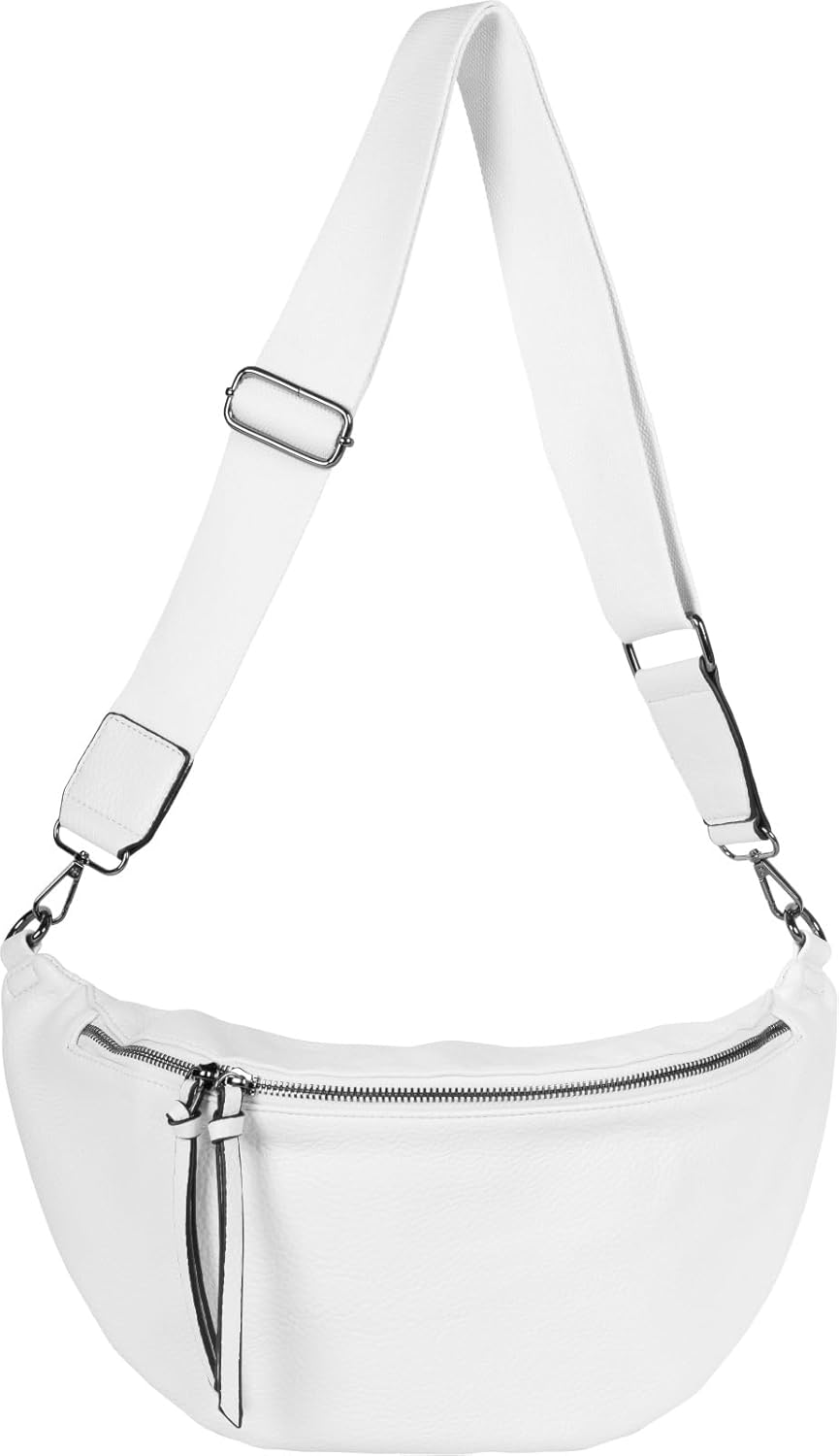 styleBREAKER Damen Halbmond Crossbody Schultertasche, abnehmbarer verstellbarer Schultergurt, Einfar