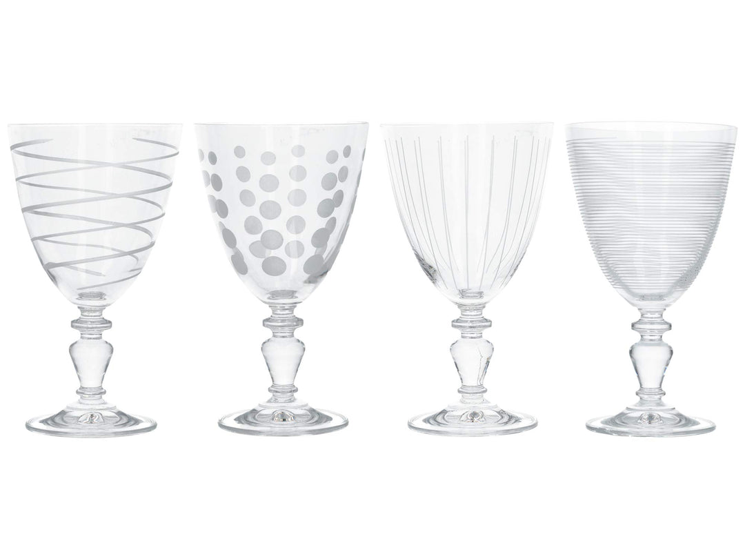 MIKASA Cheers Wein Gläser Set, Weingläser Weisswein aus Kristallglas, Gläser mit Motiven, 4 Weisswei