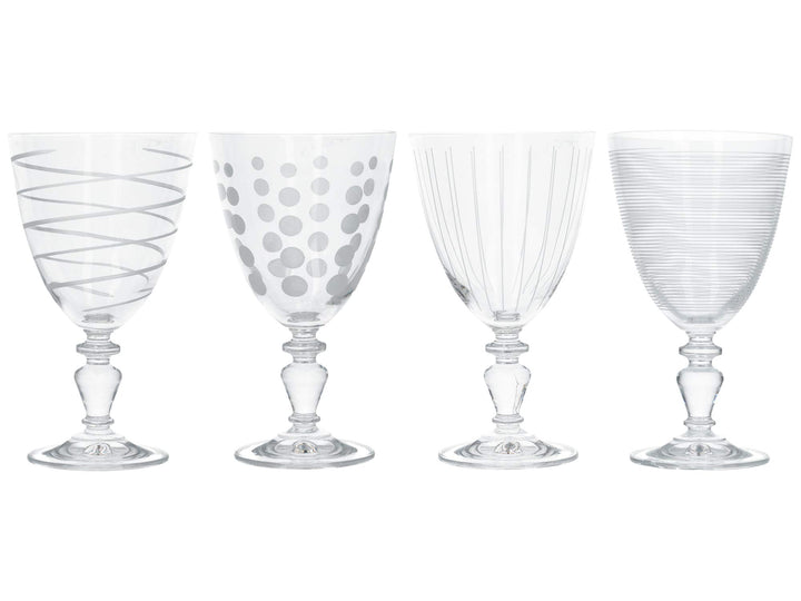 MIKASA Cheers Wein Gläser Set, Weingläser Weisswein aus Kristallglas, Gläser mit Motiven, 4 Weisswei
