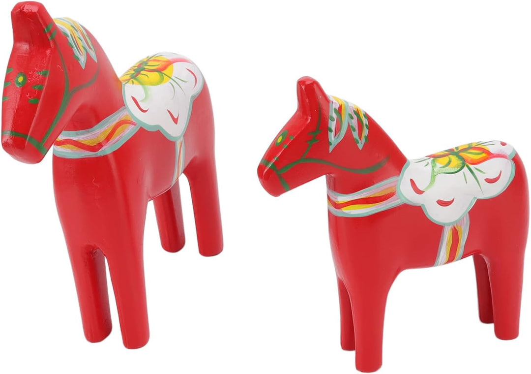 Mxzzand Schwedisches Dala-Pferd, 1 Paar schwedisches Dala-Pferd aus Holz, handgefertigtes feines Sch