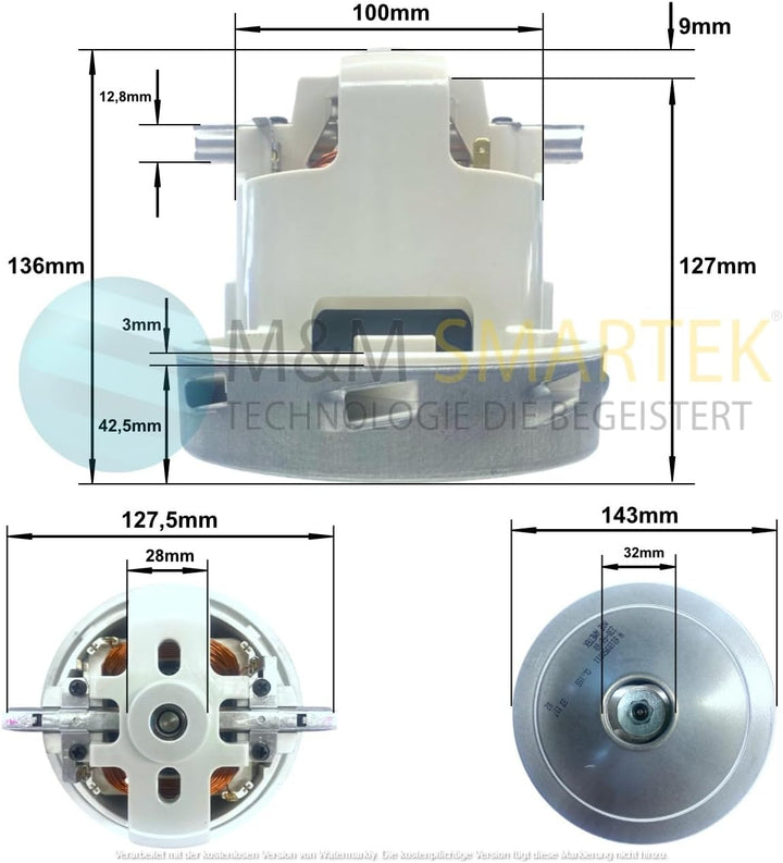 AMETEK Saugturbine Saugmotor Turbine für Kärcher NT 360 NT 35/1 45/1 6.490-215.0 von M&M Smartek Deu