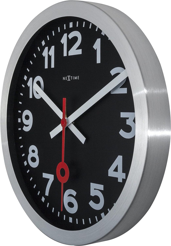 NeXtime Station Wanduhren, Metall und Kunststoff, Schwarz, Ø 35 cm Ø 35 cm Schwarz, Ø 35 cm Schwarz