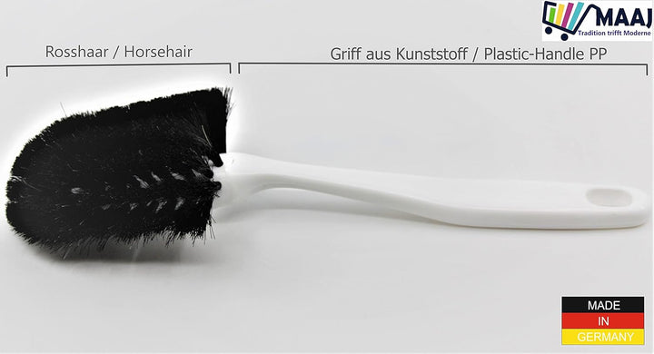 3 x MAAJ Set SPÜLBÜRSTEN LANGKOPF DISKETT TROPFENFORM weiches ROSSHAAR + SCHABKANTE extra voll bestü